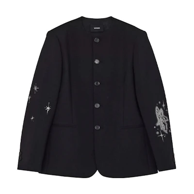 WE11DONE SS22 Star Sleeve Print Black Button-Up Long Sleeve Jacket Men WD-JK1-22-099-M-BK