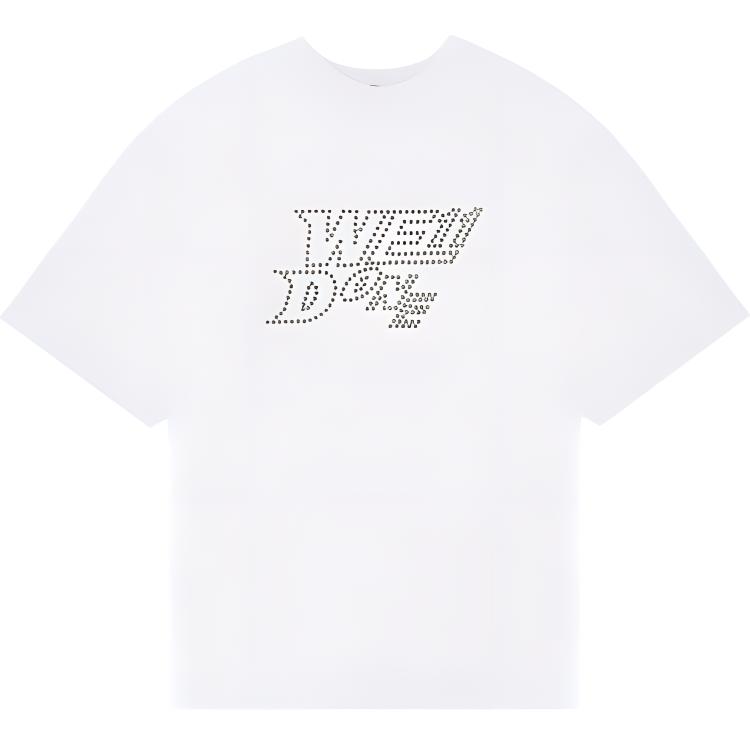 Order WE11DONE SS22 鉚釘標誌白色男女短袖T恤 WD-TT1-22-666-U-WH