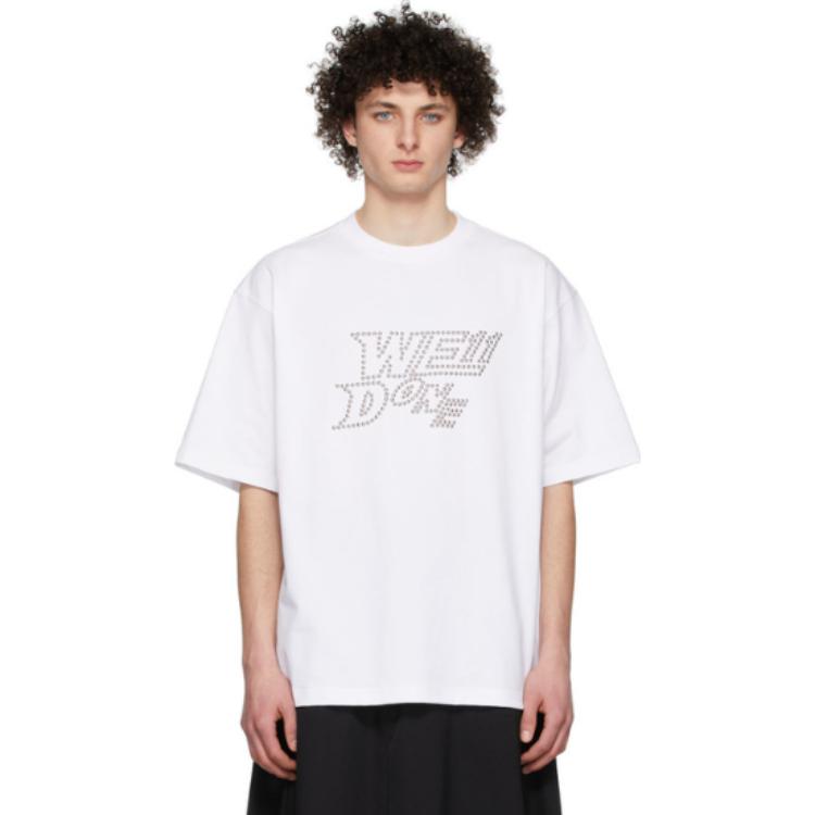 Purchase WE11DONE SS22 鉚釘標誌白色男女短袖T恤 WD-TT1-22-666-U-WH