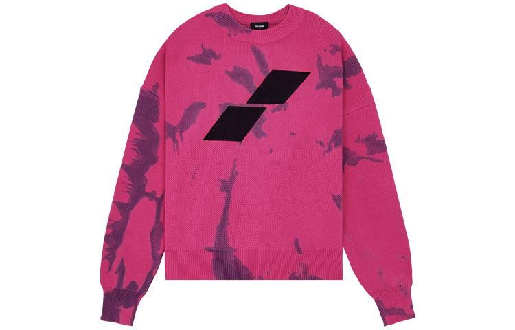 WE11DONE SS22 Tie-Dye Logo Geometric Crewneck Sweater Unisex Pink. WD-KT1-22-622-U-PK