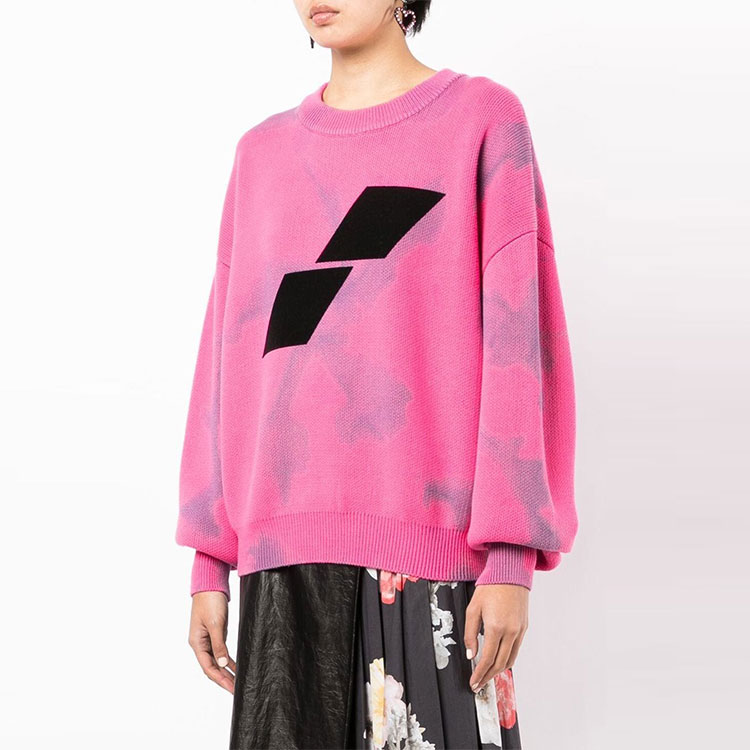 Purchase WE11DONE SS22 綁染幾何圖案粉色標誌圓領毛衣 男女適穿款 WD-KT1-22-622-U-PK