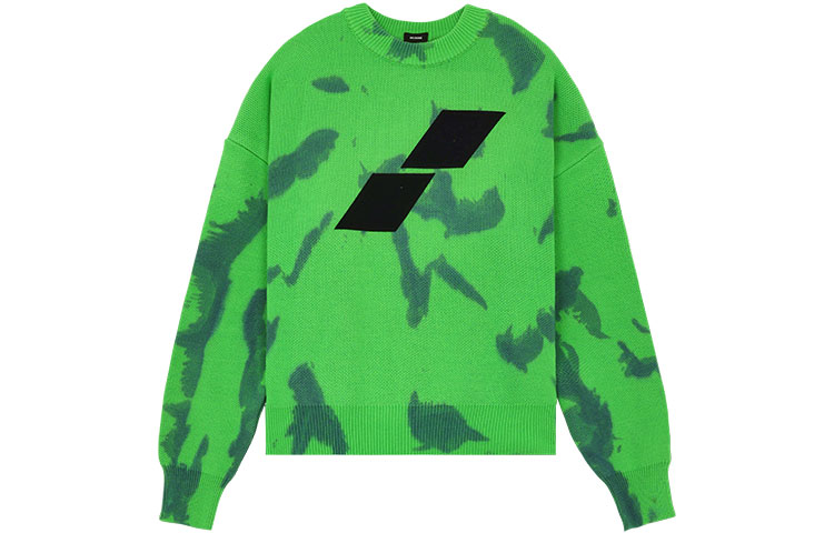 WE11DONE SS22 Tie-Dye Logo Geometric Pullover Sweater Unisex - Green. WD-KT1-22-622-U-GR