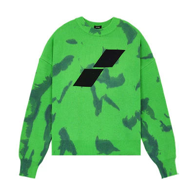 WE11DONE SS22 Tie-Dye Logo Geometric Pullover Sweater Unisex - Green. WD-KT1-22-622-U-GR