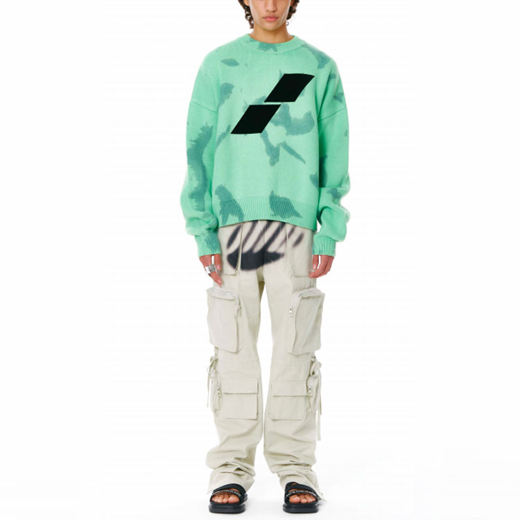 WE11DONE SS22 Tie-Dye Logo Geometric Pullover Sweater Unisex - Green. WD-KT1-22-622-U-GR 圖 4