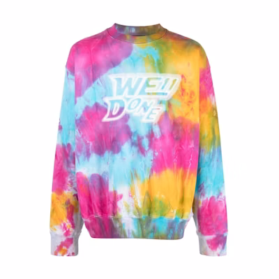 WE11DONE SS22 Tie-Dye Logo Print Unisex Crewneck Long Sleeve Sweatshirt Multicolor WD-TS1-22-724-U-MI