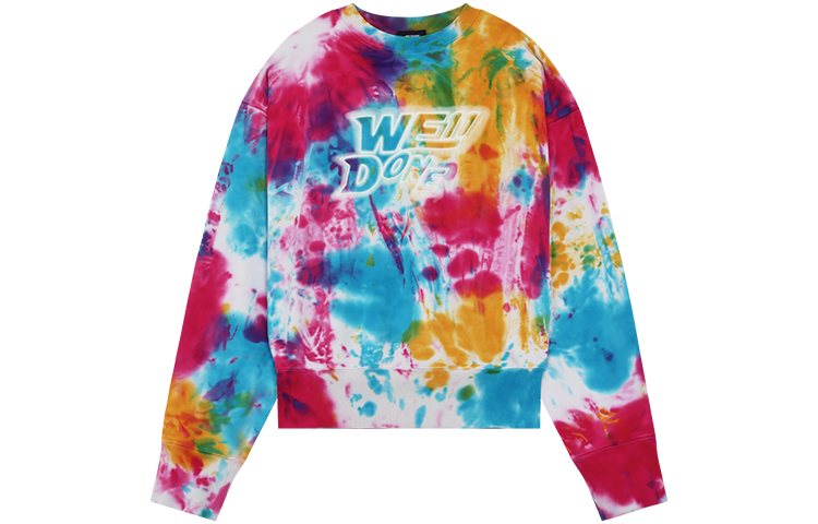 WE11DONE SS22 Tie-Dye Logo Print Unisex Crewneck Long Sleeve Sweatshirt WD-TS1-22-724-U-MX