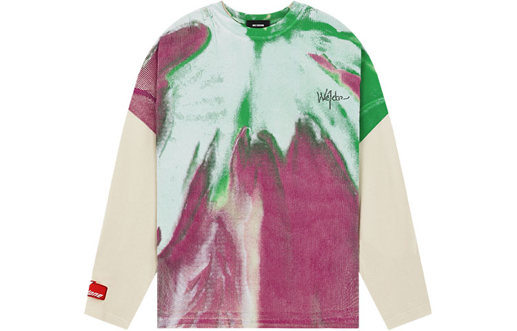 WE11DONE SS22 Tie-Dye Waffle Long Sleeve T-Shirt Unisex Ivory WD-TT1-22-727-U-IV