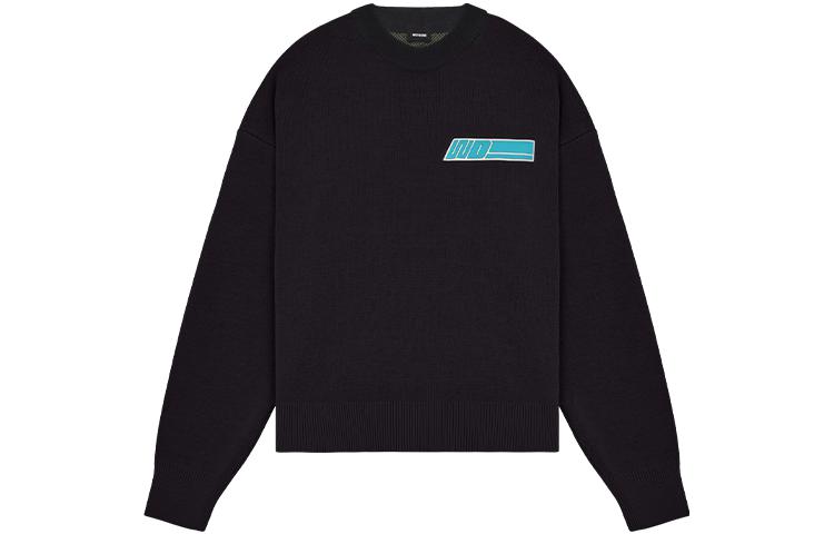WE11DONE SS22 Unisex Black Logo Crewneck Pullover Sweater WD-KT1-22-620-U-BK