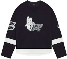 WE11DONE SS22 Unisex Black Long Sleeve Logo Printed Soccer Jersey Tee WD-TT1-22-536-U-BK WE11DONE SS22 Unisex Black Long Sleeve Logo Printed Soccer Jersey Tee WD-TT1-22-536-U-BK