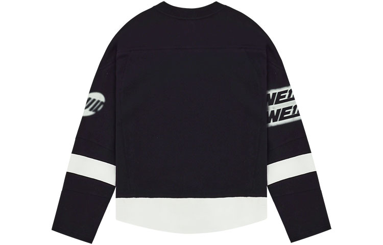 Lookbook WE11DONE SS22 男女款黑色長袖印花足球球衣上衣 WD-TT1-22-536-U-BK