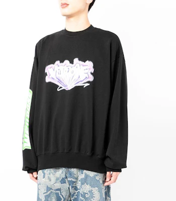 WE11DONE SS22 男女黑色胸前印花圓領長袖上衣 WD-TS1-22-684-U-BK Purchase WE11DONE SS22 男女黑色胸前印花圓領長袖上衣 WD-TS1-22-684-U-BK