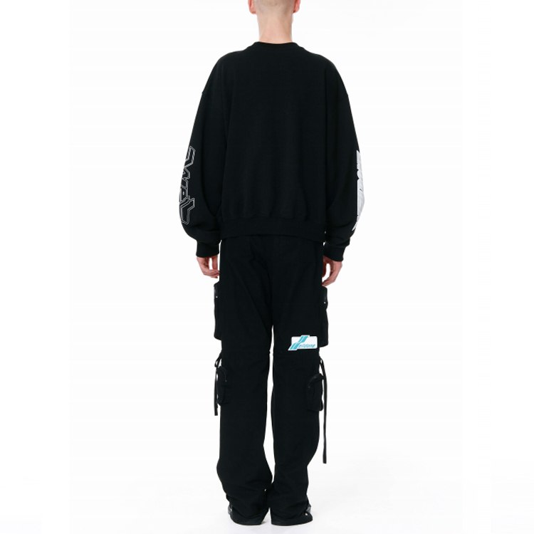 WE11DONE SS22 Unisex Black Sweatshirt with Chest Logo and Sleeve Label. WD-TS1-22-699-U-BK 圖 5