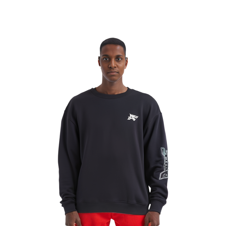 WE11DONE SS22 Unisex Black Sweatshirt with Chest Logo and Sleeve Label. WD-TS1-22-699-U-BK 圖 7