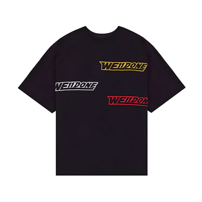 WE11DONE SS22 Unisex Black T-Shirt with Colorful Logo Print WD-TT1-22-655-U-BK