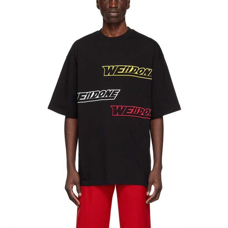 WE11DONE SS22 Unisex Black T-Shirt with Colorful Logo Print WD-TT1-22-655-U-BK 圖 4
