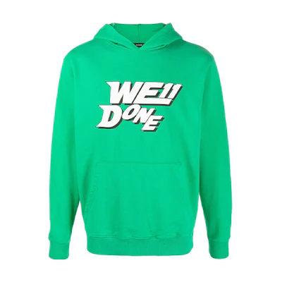 WE11DONE SS22 Unisex Green Logo Drawstring Pullover Hoodie WD-TH1-22-622-U-GR