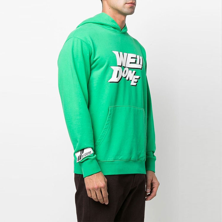Shop WE11DONE SS22 男女同款绿色抽绳连帽卫衣 WD-TH1-22-622-U-GR