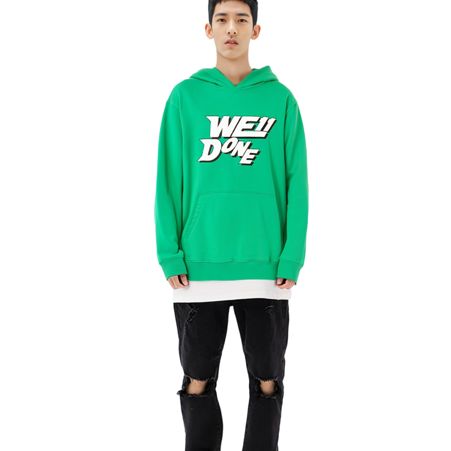 Sizing WE11DONE SS22 男女同款绿色抽绳连帽卫衣 WD-TH1-22-622-U-GR