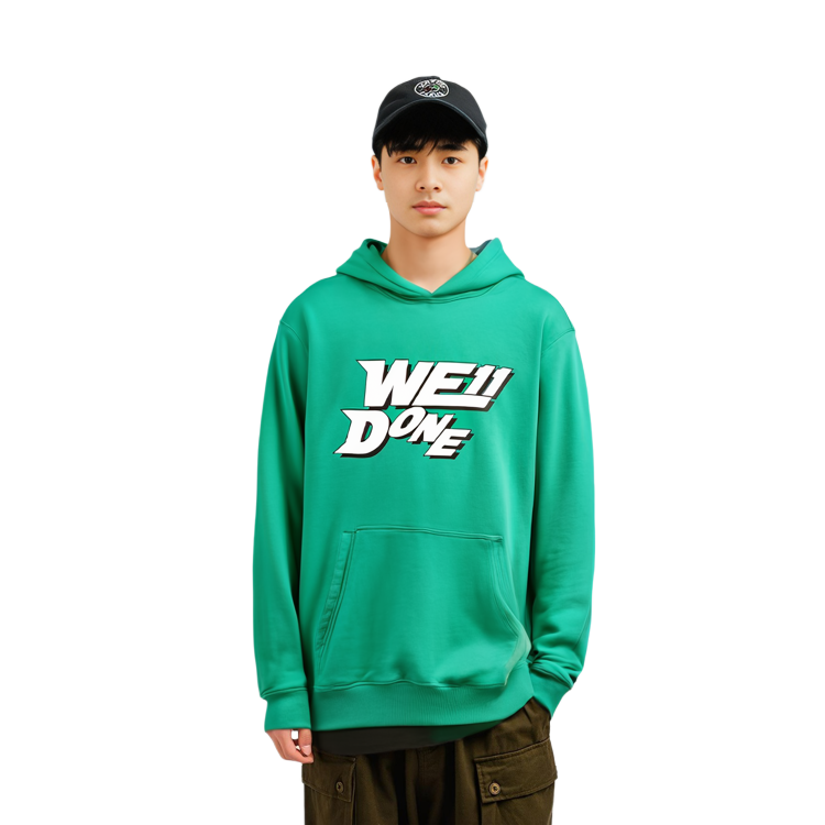 Cheap WE11DONE SS22 男女同款绿色抽绳连帽卫衣 WD-TH1-22-622-U-GR