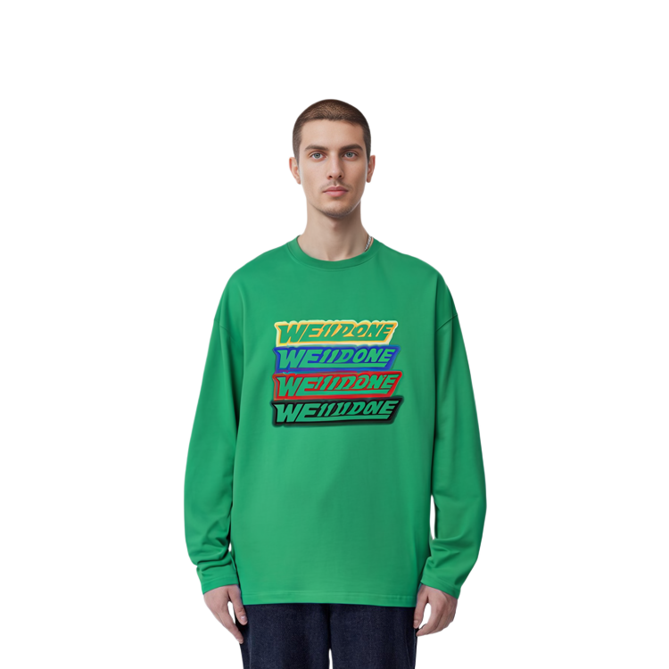 Sizing WE11DONE SS22 男女同款绿色长袖彩虹标志设计卫衣 WD-TT1-22-653-U-GR