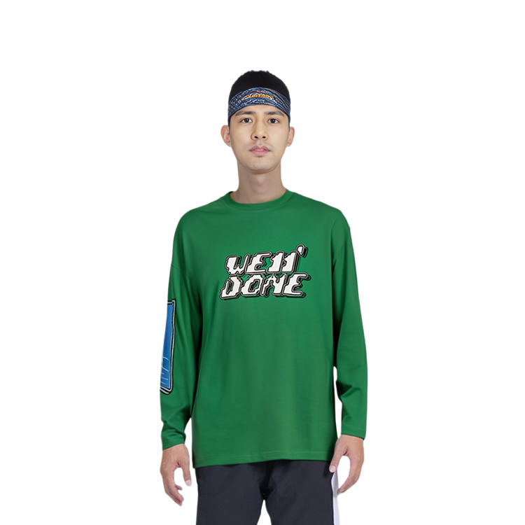 Shop WE11DONE SS22 男女綠色長袖T恤附logo印花。 WD-TT1-22-701-U-GR