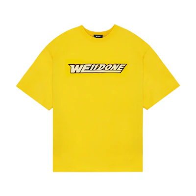 WE11DONE SS22 Unisex Logo Print Yellow Short Sleeve T-Shirt WD-TT1-22-628-U-YE