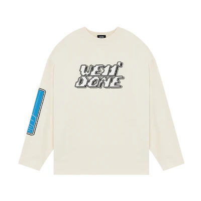 WE11DONE SS22 Unisex Long Sleeve Logo T-Shirt Ivory White WD-TT1-22-701-U-IV