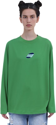 WE11DONE SS22 男女款綠色簡約長袖胸前Logo T恤。 WD-TT1-22-633-U-GR Shop WE11DONE SS22 男女款綠色簡約長袖胸前Logo T恤。 WD-TT1-22-633-U-GR