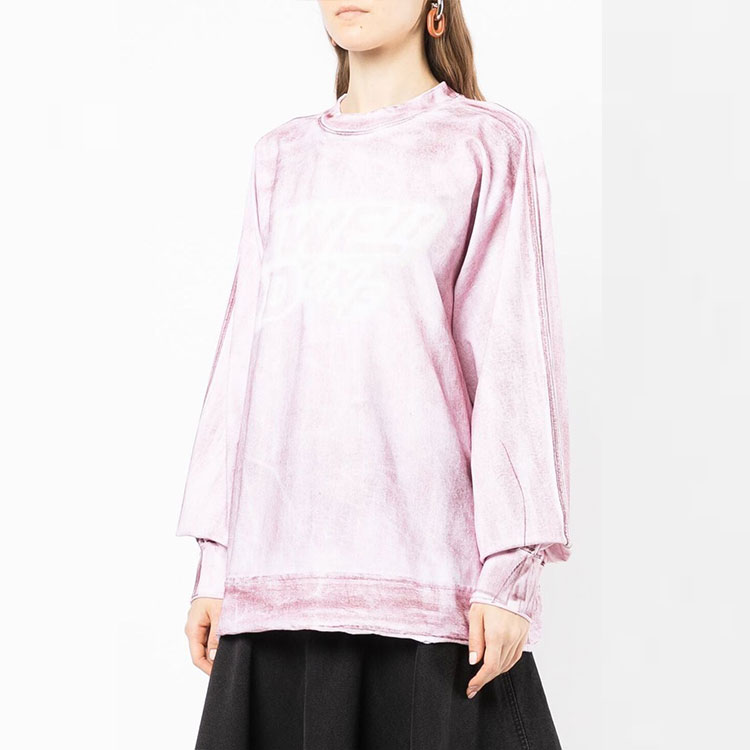 WE11DONE SS22 Unisex Pink Purple Logo Washed Effect Long Sleeve Tee. WD-TT1-22-580-U-RD 圖 4