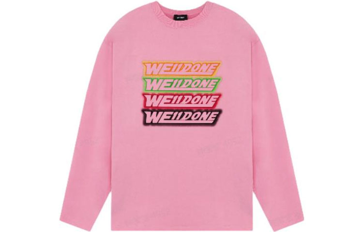 WE11DONE SS22 Unisex Pink Sweatshirt with Rainbow Logo Design Long Sleeve Casual Top WD-TT1-22-653-U-PK 圖 2