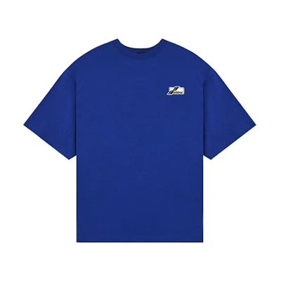 WE11DONE SS22 Unisex Plain Blue Logo Short Sleeve T-Shirt. WD-TT1-22-710-U-BL