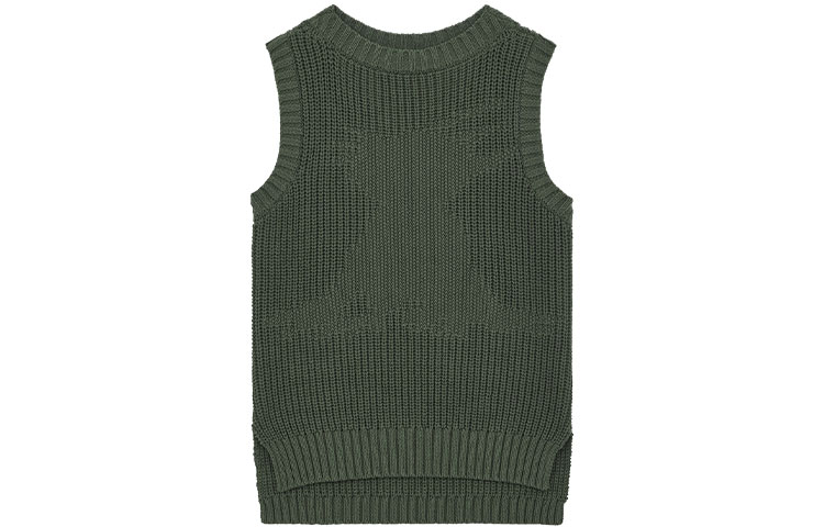 WE11DONE SS22 Unisex Solid Color Striped Knit Vest Army Green. WD-KV1-22-607-U-KK