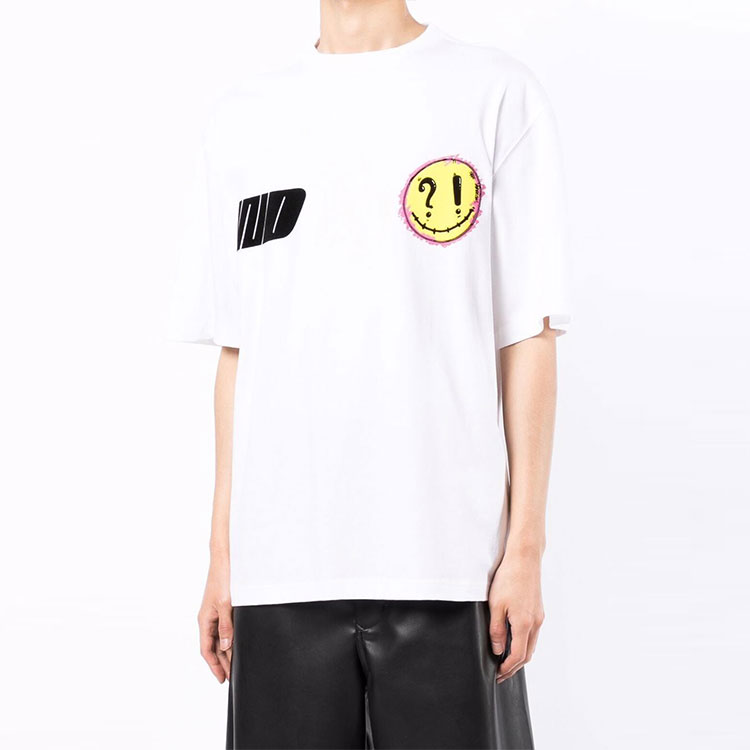 Shop WE11DONE SS22 Unisex White Logo Heart Graphic Print Short Sleeve T-Shirt. WD-TT1-22-672-U-WH