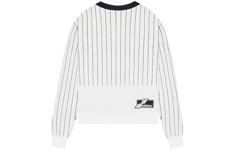 WE11DONE SS22 Unisex White Striped Logo Crewneck Sweater WD-KT1-22-619-U-WH 圖 3