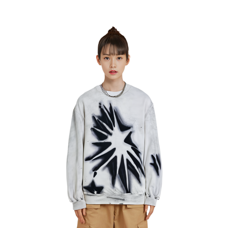 Sizing WE11DONE SS22 Unisex White Washed Graphic Print Sweatshirt WD-TS1-22-716-U-WH