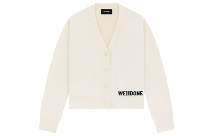 Order WE11DONE SS22 V-Neck Contrast Logo Knit Cardigan Unisex White WD-KC3-23-621-U-IV
