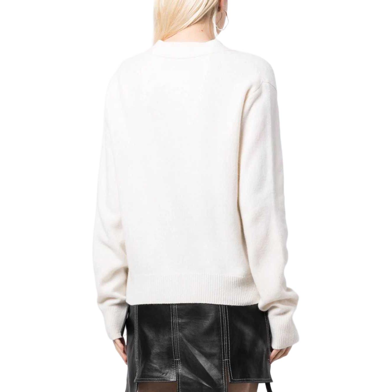 Purchase WE11DONE SS22 V-Neck Contrast Logo Knit Cardigan Unisex White WD-KC3-23-621-U-IV