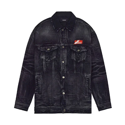 WE11DONE SS22 Washed Black Denim Logo Jacket Unisex Casual Outerwear WD-DJ1-22-366-U-WB