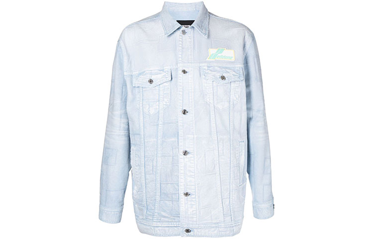 WE11DONE SS22 Washed Denim Jacket Light Blue Unisex with Logo. WD-DJ1-22-366-U-IC 圖 2