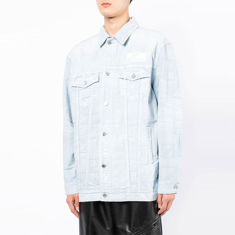 WE11DONE SS22 Washed Denim Jacket Light Blue Unisex with Logo. WD-DJ1-22-366-U-IC 圖 5