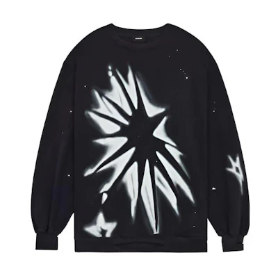 WE11DONE SS22 Washed Graphic Print Unisex Sweatshirt Black WD-TS1-22-716-U-BK