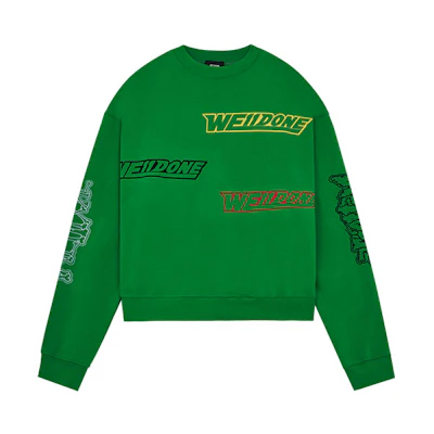 WE11DONE SS22 Washed Green Logo Sweatshirt Unisex. WD-TS1-22-654-U-GR
