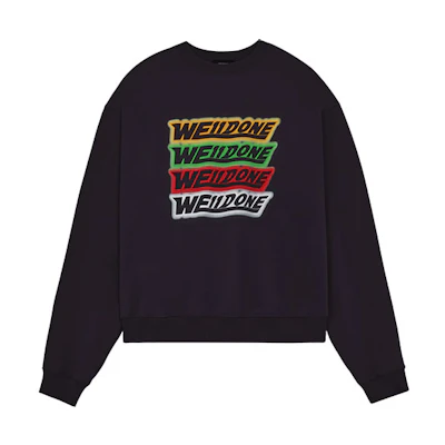 WE11DONE SS22 Washed Logo Crewneck Sweatshirt Unisex Black. WD-TS1-22-651-U-BK