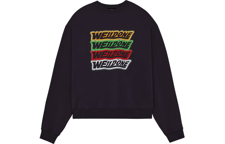 Order WE11DONE SS22 水洗標誌中性黑色圓領衛衣。 WD-TS1-22-651-U-BK