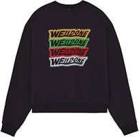 Order WE11DONE SS22 水洗標誌中性黑色圓領衛衣。 WD-TS1-22-651-U-BK