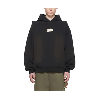 WE11DONE SS22 Washed Logo Print Hoodie Unisex Black WD-TH1-22-509-U-BK