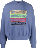 WE11DONE SS22 Washed Navy Logo Sweatshirt Unisex Couple Style. WD-TS1-22-651-U-NV WE11DONE SS22 Washed Navy Logo Sweatshirt Unisex Couple Style. WD-TS1-22-651-U-NV