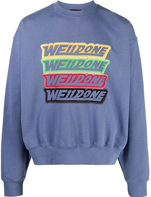 WE11DONE SS22 Washed Navy Logo Sweatshirt Unisex Couple Style. WD-TS1-22-651-U-NV Order WE11DONE SS22 Washed Navy Logo Sweatshirt Unisex Couple Style. WD-TS1-22-651-U-NV