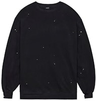 WE11DONE SS22 Washed Pleated Crewneck Long Sleeve Unisex Sweatshirt Black WD-TS1-22-620-U-BK WE11DONE SS22 Washed Pleated Crewneck Long Sleeve Unisex Sweatshirt Black WD-TS1-22-620-U-BK