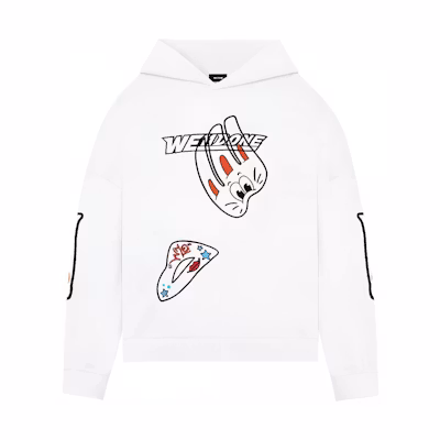 WE11DONE SS22 White Cartoon Logo Graphic Hoodie Unisex WD-TH1-22-585-U-WH